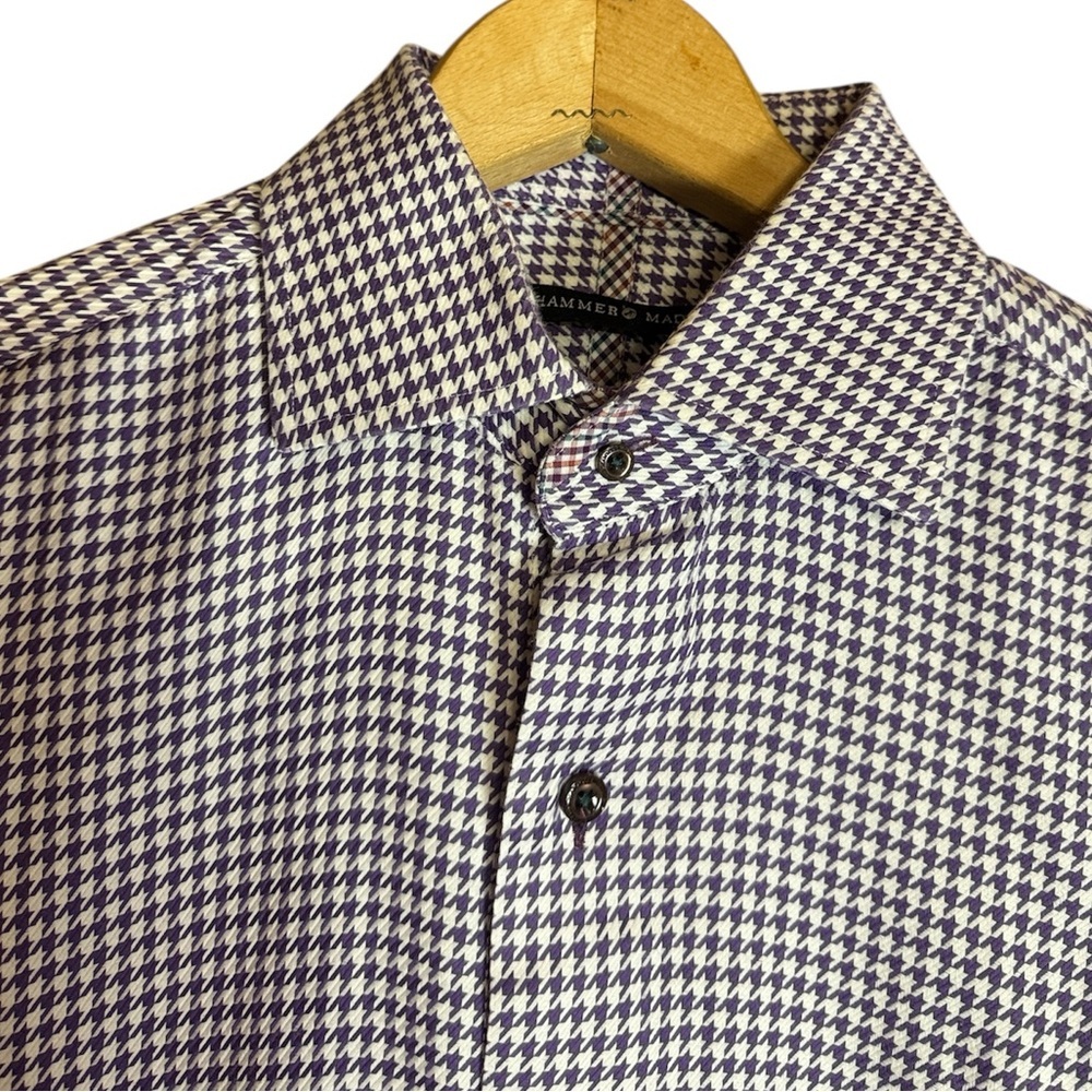 Hammer Made purple and white houndstooth long sleeve shirt Size 39 / 15.5 (Med)